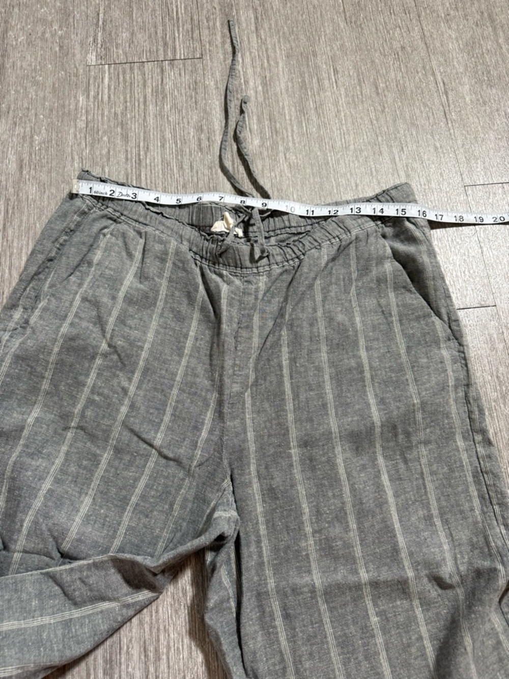 Eileen Fisher Linen Stripe Wide Leg Pant Gray Coastal Grandma Minimalist Relaxed - Picture 5 of 8